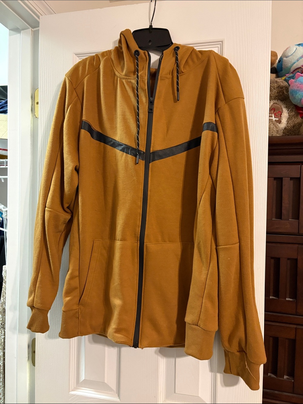 TRUE ROCK Mustard Hooded Zip Shirt Jacket with Black Trim